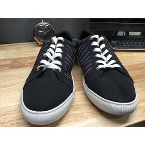 BP Quinn Pride Gender Inclusive Running Sneakers Women's Black Striped Lace Up